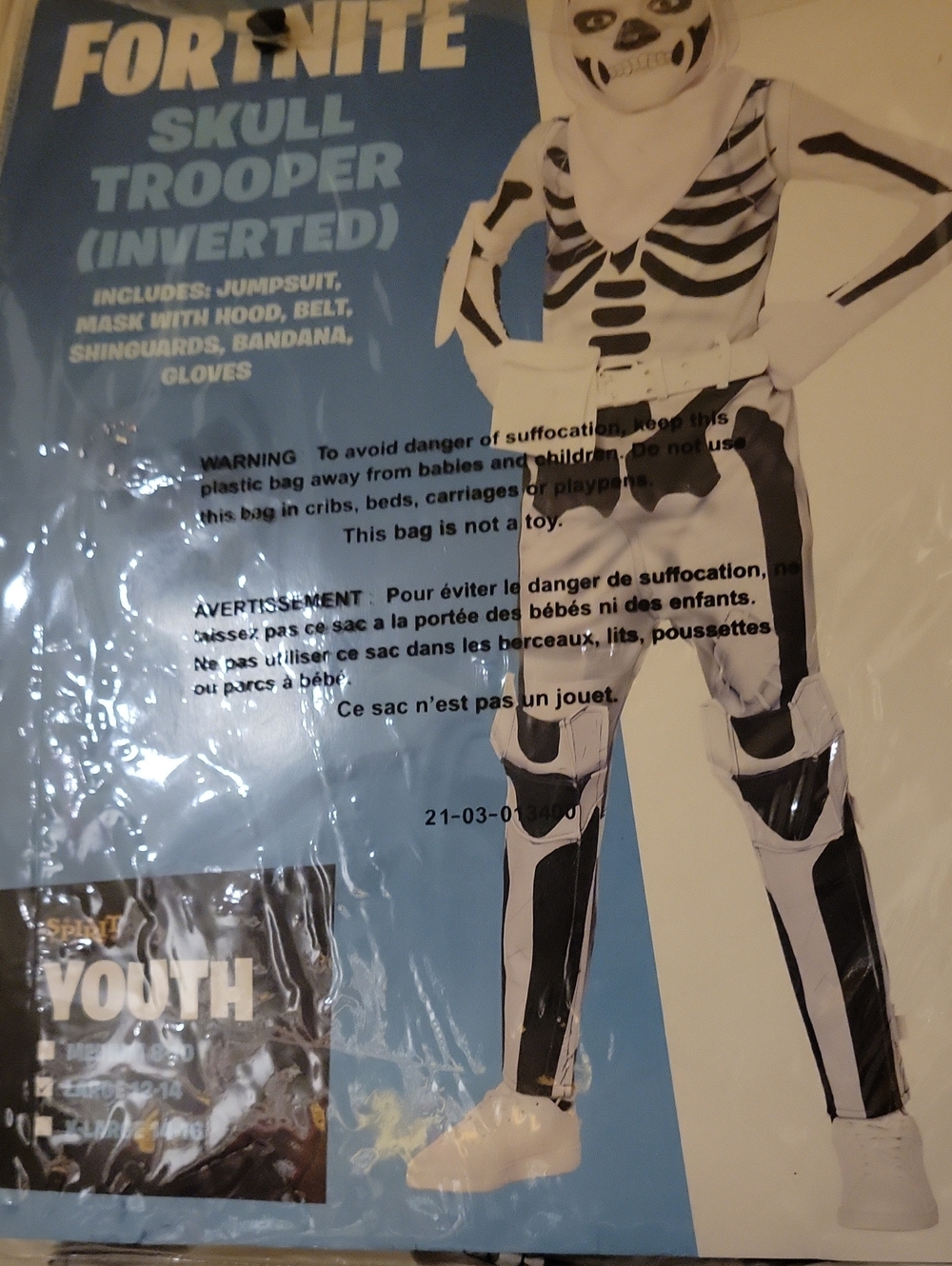 Skull Trooper (Inverted) Kids Costume - White & Black